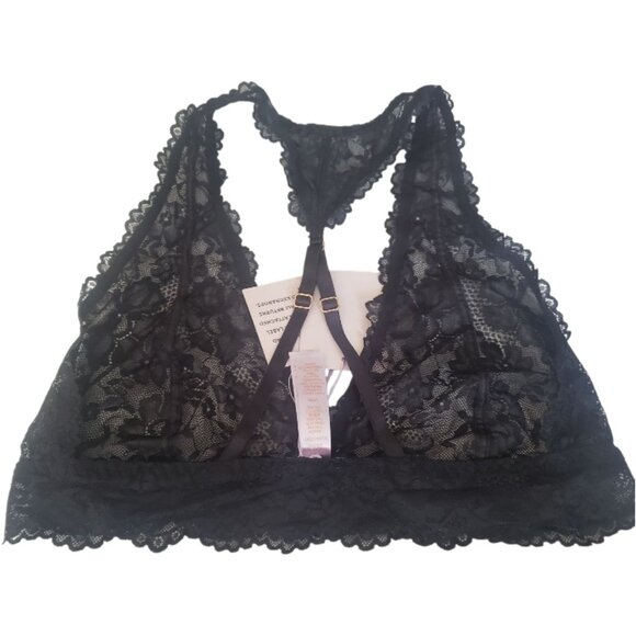 CT2033 Savage x Fenty NWT Black Lace Halter Neck Bralette Large - Picture 1 of 8
